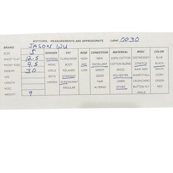 Jason Wu Black Faux Leather Stretch Mid Rise Straight Slim Pants Split Leg Sze S - Picture 11 of 11